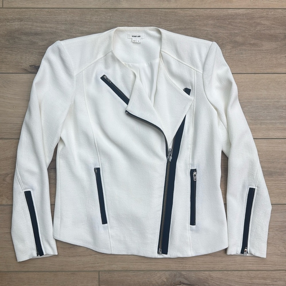 Helmut Lang White Moto‎ Jacket